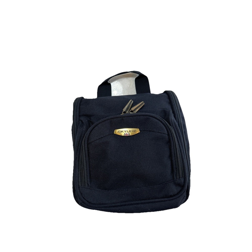 Skyline Hanging Toiletries Bag Navy Blue 11x11 Zipped 21" Opened. Excellent Cond